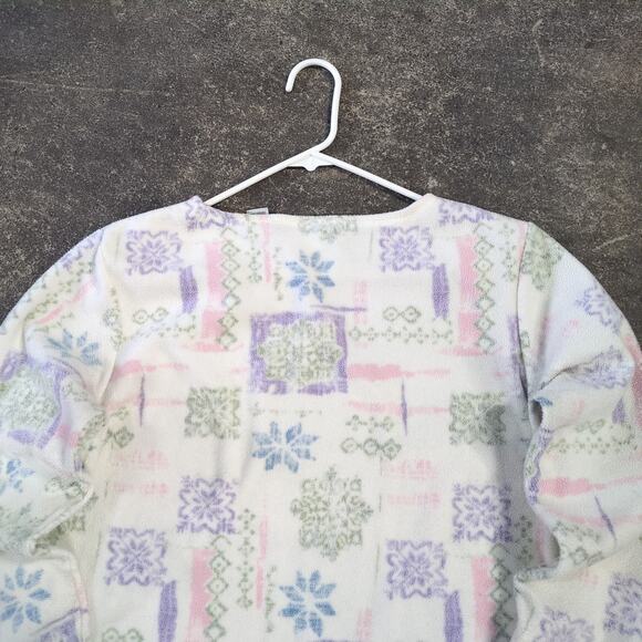 Liz Claiborne Fleece Sweater Womens PM Petite White Cottage Villager Sport - Picture 4 of 8